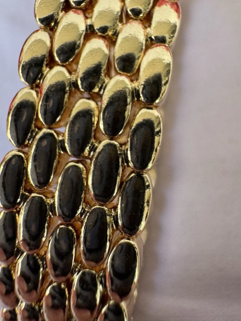 Open Edit Goldtone Rhodium Puffy Watchband Bracelet Stretch Bracelet NEW
